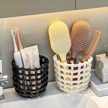 1pc Hollow Plastic Storage Box, Multi-Functional Organizer, Waste Face Towel Storage Box, Bathroom Sink Comb Holder, Makeup Brush Rack, Beauty Tool Storage Box, Suitable For Living Room, Bathroom, Kitchen, Student Dorm - Multicolor - View 2