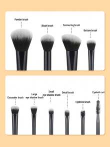 SEPROFE 10Pcs Mini Makeup Brush Set, Multi Color Handles With Portable Storage Tube, Super Soft Fiber Brushes Including Blush Brush, Eyeshadow Brush, Lash Brush And Concealer Brush, Complete Makeup Tools For Daily And Travel Use - Black - View 7