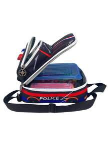 Children's Cute Car-Shaped Backpack With Pattern Positioning Print, Loved By Kids, Suitable For Shopping, Outdoor Activities And Various Occasions, Can Also Be Used As A Lunch Bag, Perfect Gift For Holidays And Birthdays, Casual Backpack - Red, White, and Blue - View 3
