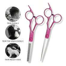 1/2/3pcs Hair Cutting Scissors Set, Stainless Steel Hairdressing Scissors, Professional Hair Trimming And Thinning Scissors, Suitable For Hair Salon And Home Use, Suitable For All Hair Types Including Curly, Straight And Thick Hair - Purple - View 7