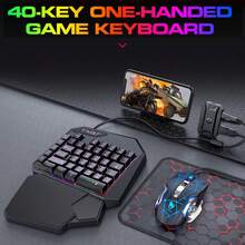 Single-Handed Keyboard Combined With Gaming Mouse, Compatible With Android, 35 Game-Specific Keys, RGB Lighting, Membrane Keyboard, Ergonomic Design, Automatic Pressing Function, Long-Lasting Comfort, Small Left-Handed Mouse Set - View 2