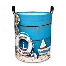 1PC Basketball Sports Collage Print Storage Basket With Handles, Multi-Purpose Organizer For Laundry Clothes And Sundries, Suitable For Multi-Functional Storage, Home Decor & Room Decor & Bedroom Decor - Blue - View 8