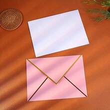 100pcs Invitation Envelopes, Wedding Invitations With Envelopes, Paper Envelopes, Western Style Gold Foil Double-Sided Printed C6 Envelopes, Size 13.5X18.5cm, Suitable For Graduation, Wedding, Birthday And Baby Shower - A - View 5