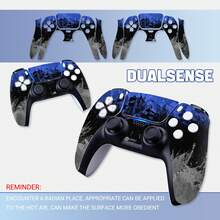 Blue & Black Ink Splatter Pattern Stickers Compatible With PS5 Disc Edition Console & Controller Full Set, Vinyl Skin Decal, Removable With No Residue - View 7
