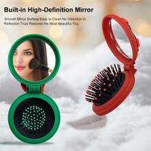 1pc Snowman Foldable Air Cushion Hairbrush With Mirror, Portable 2-In-1 Travel Massage Comb, Cute Christmas Gift For Girls - Multicolor - View 5