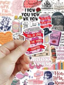 50pcs Reading Stickers For Decorating Planner, Diary, Scrapbook, Notebook, Luggage, Guitar, Skateboard, Manual, Tablet, Water Bottle, Phone - Multicolor - View 3