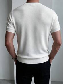 1pc Men's Round Neck Short Sleeve T-Shirt, Small Pineapple Print Short Sleeve Knit Top, Lightweight For Spring/Summer Casual Commute Wear - White - View 8