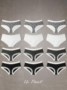 Esseday Women's Lace Patchwork Sexy Everyday Triangle Panties - Black - View 14