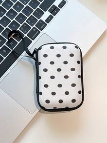 Cute Polka‑Dot Data Cable Storage Bag, Mobile Phone Charger, Large Capacity Portable Hard Disk, USB Drive, Wired Earphones, Power Bank Storage Box, Travel Power Cable Storage Bag, CCD Camera Bag, Protective Cover, Hard Shell Portable Box - Multicolor - View 9