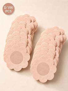 2/100pcs Disposable Adhesive Nipple Covers, Invisible Seamless Breast Petals, Self-Adhesive Concealment Patches, Suitable For Dresses, Low-Cut Tops, Party Outfits - Multicolor - View 9