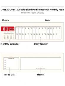 1pc 2027 MIni Desk Calendar, Simple Aesthetic Horizontal Desktop Calendar, Monthly Planner, For Notes, Habit Tracking, Daily Planning, To-Do Lists - Calendar - View 7