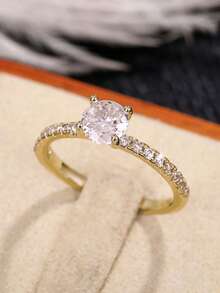 1 buah Cincin Zirkonia Kubik yang Indah, Aksesori Hadiah Ulang Tahun Pernikahan Wanita - 1# - View 7
