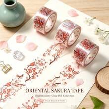 Loop100cm 2m/Roll Laser Silvery Vintage Plum BlossomPET Tape Floral Scenery Tape Decorative Tape For Sticker Scrapbooking Journal Card Making Stationery - 2M - View 9