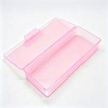 Nail Art Storage Box, Transparent Plastic Organizer, Rectangular Clear Box, Large Capacity Pencil Case With Snap Lid, Office Supplies Storage Organizer, Stackable Transparent Plastic Pencil Box Suitable For Rhinestones, Brushes, Nail Files, Portable Multi-Function Tool Storage Box - Pink - View 10