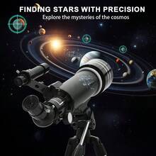 1pc 70mm Aperture 400mm Focal Length 12 Constellation Astronomical Telescope, Large Eyepiece, Long Focal Length 70mm, Large Objective Lens, 150x Zoom, Portable 4-Layer Ultra-High Adjustable Star Map Tripod, Phone Camera Clip, Backpack, Suitable For Star And Moon Observation, Home Decor, Decorative Telescope, Perfect Holiday Gift - Multicolor - View 1