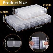 2pcs 36-Compartment Clear Plastic Storage Boxes | Suitable For Beads, Jewelry Making, Craft Organization - Plastic Boxes With Dividers And Labels For Craft Organization - Multicolor - View 3