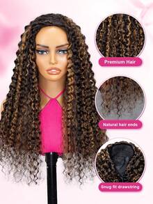 ISEE Hair Wear Go Half Wig Water Wave Flexible Fit 3 In 1 Half Wig With Drawstring Highlight Color Wear And Go Glueless Human Hair Wig 180% Density 14-16 Bob 18-28 Regular Inch Daily Use For Women - S2/30 - View 5