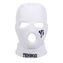 1pc Men's TENBOX Letter Embroidered Knitted Balaclava Hat, Outdoor Casual Hat Suitable For Autumn/Winter Travel, Windproof And Warm - Multicolor - View 6