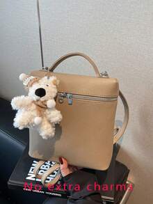 Handbag With Lychee Texture And Silver Metal Hardware Decoration, Dual-Use Hand-Carry And Crossbody, Zipper Closure, Minimalist Commuter Style, Box Handbag, Suitable For Urban Women's Work Commute And Short Trips, Square Structured Shape, Can Store Cosmetics, Phone And Other Personal Items. - Khaki - View 7
