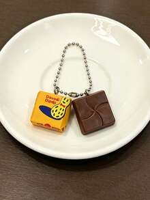 1pc Realistic Chocolate Keychain, Casual Food-Inspired Bag Charm, Sweet & Cool Backpack Pendant, Novelty Small Gift - Brown - View 6