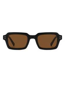 1 Pair Men's Black Square Minimalist Solid Color Rivet Decor Casual Street Style Fashion Glasses - Black - View 3
