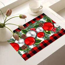 1pc 2D Christmas Absorbent Mat, Christmas Decorative Pattern, Kitchen Countertop Absorbent Drying Mat, Coffee Machine Mat, Pour Over Coffee Pot Mat, Dish Drying Mat, Non-Slip Heat Resistant Kitchen Mat, Table Mat, Breakfast Mat, Washing Machine Mat, Home Kitchen Dining Table Coffee Shop Bar Decor Mat, Holiday Party Housewarming Gift - Multicolor - View 11