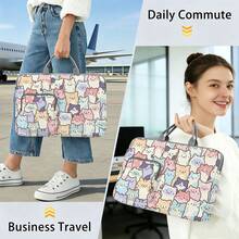 Women's Cute Cat Pattern Printed Laptop Bag/Storage Bag - Made Of Soft Fabric, Compatible With Various Laptop And Tablet Devices; Equipped With Outer Zipper Pocket And Fixed Handle, Large Capacity Storage, Balancing Protection And Portability, Suitable For Work, Study And Travel, Essential For Daily Commute - Grey - View 6