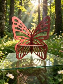 1pc Nordic Girl Style Floral Hollow Storage Rack, Bedroom Corner Wall Decor Organizer - Solid Color Butterfly - View 7