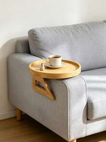 Handmade Wooden Tray Armrest Clamp Table, Perfectly Fits Sofa Tray Table, Can Hold Phone Or Water Cup, Suitable For Small Spaces, Automatically Fixes To Desktop, Great Gift For Friends And Family - Yellow - View 6