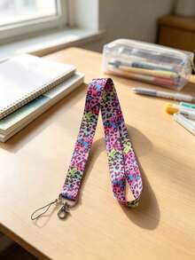 1pc Contrast Leopard Print Lanyard With Metal Buckle, Long Neck Strap For Student Campus Card, ID Badge, Phone, Keys, Gift Or Daily Use - Multicolor - View 11