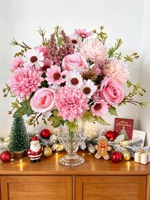 1/5/60pcs Artificial Rose Flower Bouquet, Silk Daisy Dandelion Bulk Pack, Suitable For Wedding Home Party Decoration, Table Centerpiece, Valentine's Day Gift, Birthday Graduation Autumn Decoration, Christmas Decoration - Pink - View 2