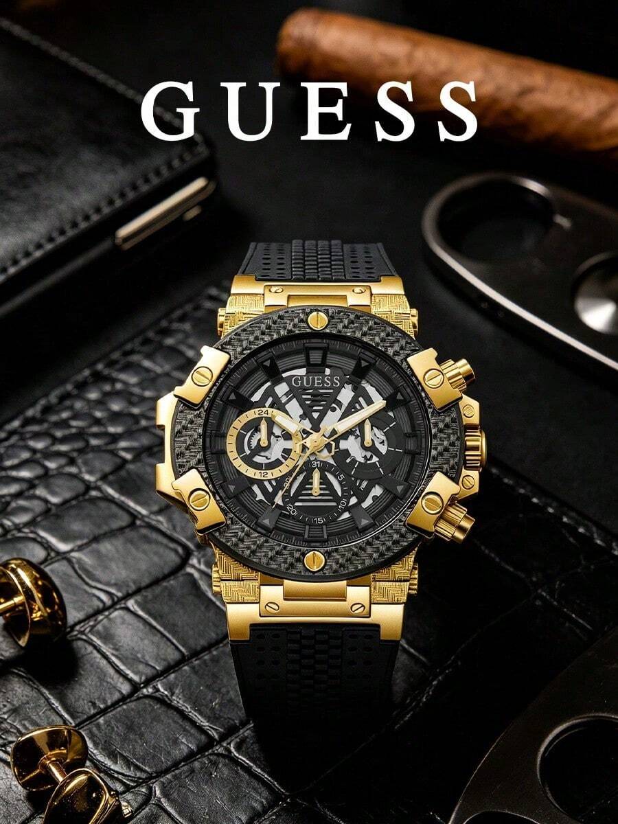 GUESS Sport Fashion Men's Analog Watch, Japanese Multifunction Quartz Movement, Luminous Hands, High-End Gift Watch, GW0486G2 - Black - View 1
