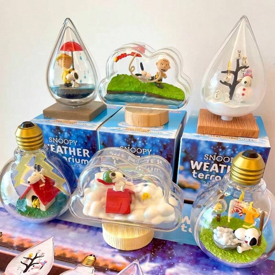 1pc New Snoopy Charlie Brown Bottle Weather Miniature Figure Blind Box, Bottle Contains Different Weather Theme Mini Scenes, 3D Exquisite Design, Each Box Is A Random Style, Collect The Whole Set To Experience Diverse Weather Stories, Popular Cartoon Peripheral Toy, Suitable For Figure Collectors, Place In Display Cabinet - Multicolor - View 1