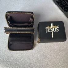 Jesus God Cross Print Card Holder Lightweight Fashionable Wallet Suitable For Daily Use For Women Double Zipper Mini Wallet Purse Wallet Card Wallet - Multicolor - View 3