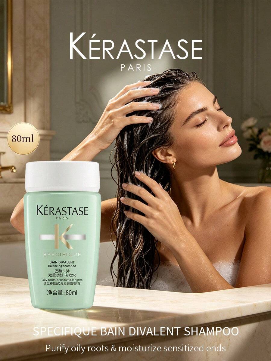 Kérastase Specifique Bain Divalent Shampoo 80ml, Balancing Shampoo For Oily Scalp Dry Ends, Deep Clean & Anti-Oil, Travel Size - Shampoo - View 1