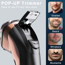 Hatteker 1pc Electric Shaver With LCD Digital Display, USB Rechargeable, Fully Waterproof, Floating Beard Trimmer For Men - Brown - View 7