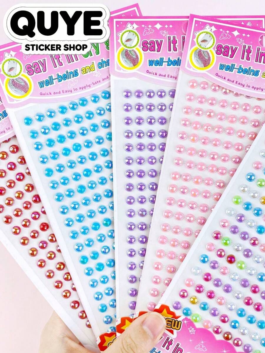 1Set Gem Stickers, Stickers Aesthetic, Self Adhesive Shiny Round Gem Sheet, Multicolor Iridescent Tone, For Makeup, Phone, Cup, Camera Decor