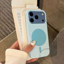 1件液態矽膠磁吸手機殼,適用於 iPhone 18 Pro Max 18Pro 17 Pro Max 17Pro 16 Pro Max 15 14 13 12,Apple 18 手機殼,時尚手機殼 - 天藍色 - 查看 6