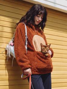 Must-Have Pet Owners,Women's Casual Teddy Fleece Zip Up Pockets Oversized Coats For Daily,Winter Fall Clothes,Winter Fall Outfit,Going Out - Multicolor - View 5