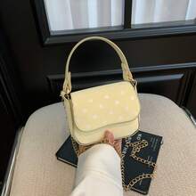 Sweet Polka Dot Mini Square Handbag, Cute Girly Style Flap Chain Crossbody Bag, Outdoor Accessory Bag - A - View 7