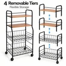 Mobile Storage Rack With Wheels For Easy Movement, Bedroom Storage Cart, Bathroom And Toilet Multi-Tier Storage Shelf. - View 6