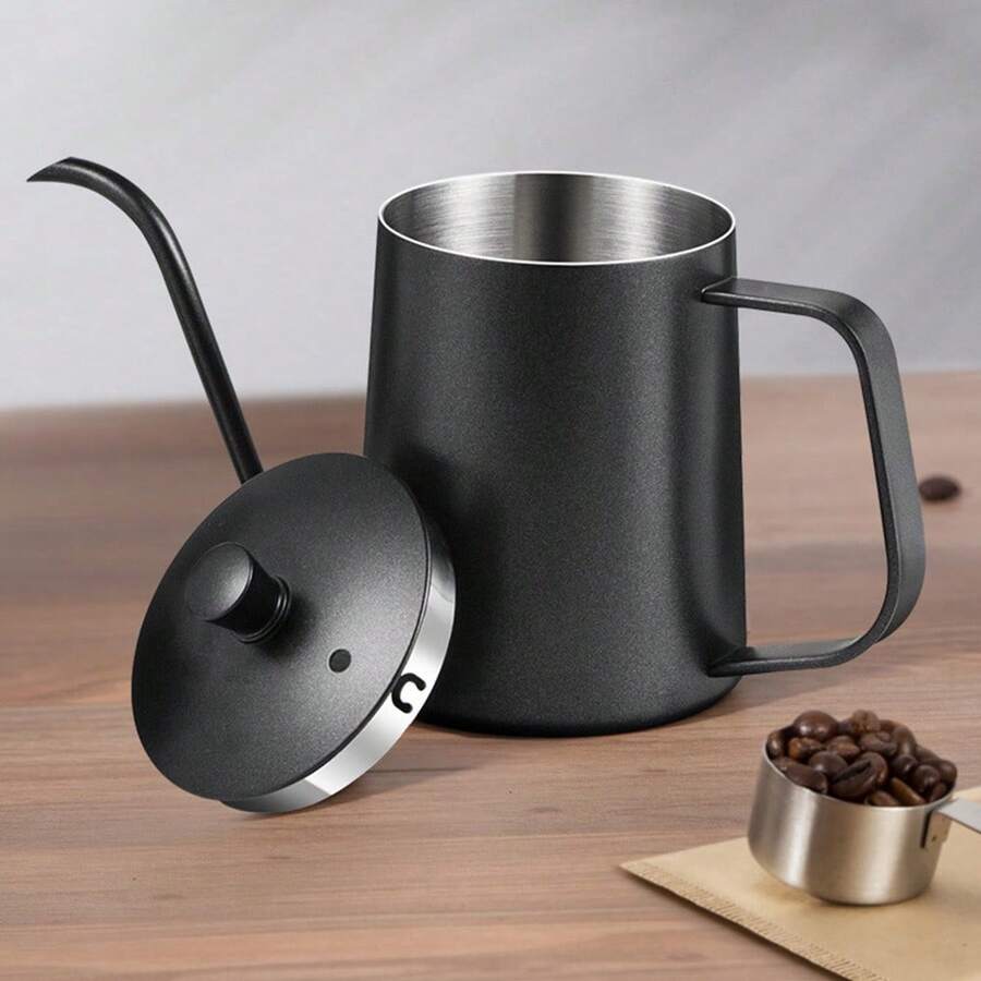 350ml/600ml Stainless Steel Coated Coffee Pour Over Kettle - Black - View 1