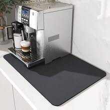 1pc Solid Black/Grey Extra Large Dish Drying Mat, Bar Countertop Waterproof Mat, Drying Mat, Drainage Mat, Coffee Machine Mat, Washing Machine Top Protector, Stove Top Mat, Dining Table Placemat, Mouse Pad, Coffee Cup | Tableware Drying, Absorbent Quick-Drying, Waterproof And Oil-Resistant, Washable And Reusable, Suitable For Kitchen | Cafe, Tea Cup, Coffee Cup, Coffee Machine Accessories, Home Decor For Coffee Lovers, Rental Home Renovation, Perfect As Housewarming Gift, Christmas Gift - Multicolor - View 4