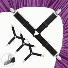 Adjustable Elastic Bed Sheet Fastener Set - Woven Bed Sheet Holder, Keeps Bed Sheet Taut - Hand Wash Only Non-Slip Clips, Suitable For Mattresses, Sofas And Tablecloths - Universal Bed Sheet Clips, Triangular Bed Sheet Fasteners, Bed Sheet Clips, Adjustable Bed Sheet Suspenders, Mattress Clips, Suitable For Mattress Covers - Multicolor - View 2