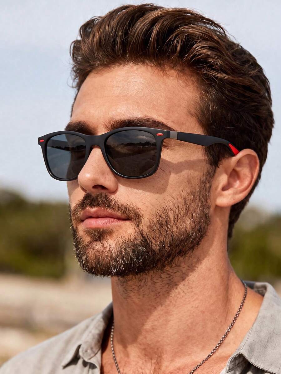 1 Pair Small Square Frame Minimalist Men's Glasses, Casual Fashion Personalized Outdoor Travel Street Style