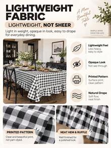 1 buah Taplak Meja Kotak-kotak Hitam Putih, Penutup Meja Gaya Rumah Pertanian Pedesaan, Taplak Meja Makan Dapur Vintage, Cocok untuk Pesta, Pernikahan, Dekorasi Rumah - Hitam dan Putih - View 4