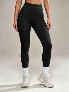 Hotalk Women's High Waist Leggings, Tummy Control & Butt Lift, Soft & Silky Fabric, Suitable For Sports, Running And Daily Commute, Black - Black - View 3