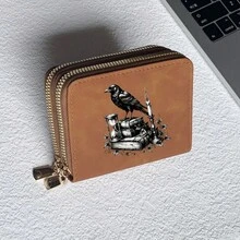Crow Print Card Holder Lightweight Fashionable Wallet Suitable For Daily Use For Women Double Zipper Mini Wallet Purse Wallet Card Wallet - Multicolor - View 8