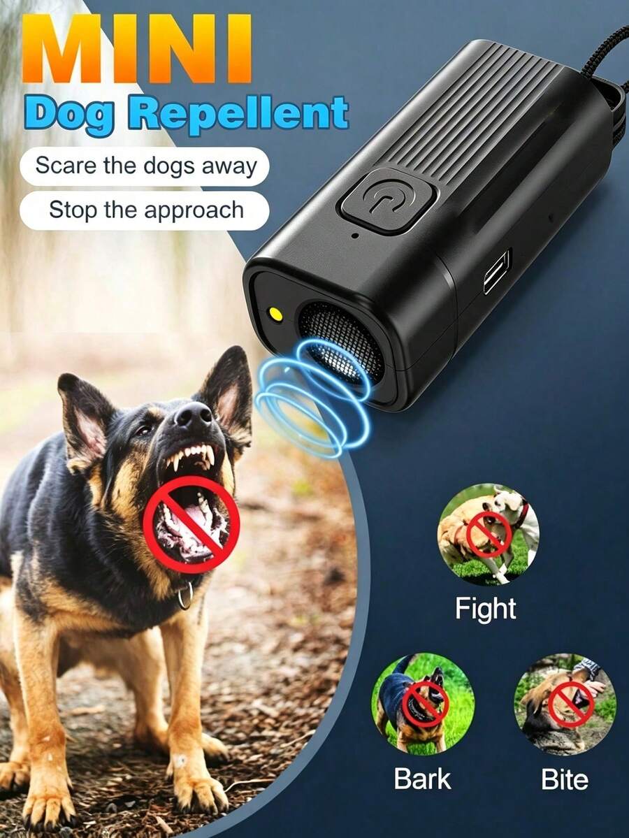 Mini Ultrasonic Dog Repeller, Handheld Anti-Barking Device With LED Light, Rechargeable Dog Bark Deterrent, Strong Ultrasonic Dog Training Tool, Portable Indoor/Outdoor Pet Training Accessory, Anti-Biting Dog Training Product - Multicolor - View 1