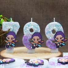 Hasbro 1pc Kpop Demon Hunters Rumi 0-9 Number Birthday Candle Glitter Cartoon Cake Topper Party Decoration - Random - View 2
